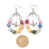 Natural Mixed Gemstone Braided Teardrop Dangle Earrings with Charms EJEW-JE04951-6
