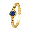 Round Natural Lapis Lazuli Finger Rings RJEW-Q822-50G-03-1