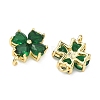Saint Patrick's Day Glass Clover Connector Charms KK-P348-03G-01-2