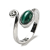 Natural Malachite Adjustable Rings RJEW-K269-08P-08-2