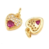 Brass Micro Pave Medium Violet Red Cubic Zirconia Charms CU-CBAB3AD-09G-01-2