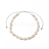 Natural Cowrie Shell & Synthetic Turquoise Braided Beaded Necklace for Women NJEW-JN04253-01-1