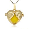 Golden Tone Brass Hollow Heart Cage Pendants KK-J241-08G-1