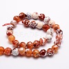 Dyed Natural Fire Crackle Agate Faceted Round Beads Strands G-E320C-12mm-06-2