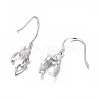 Rhodium Plated 925 Sterling Silver Earring Findings STER-F048-47P-2