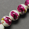 Floral Printed Porcelain Beads PORC-Q199-8mm-09-2