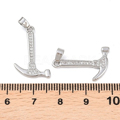 Brass Micro Pave Clear Cubic Zirconia Pendants KK-G549-16B-P-1