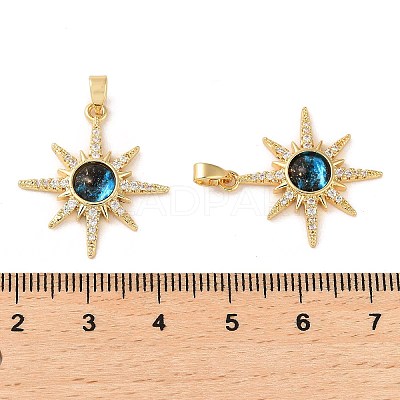 Rack Plating Brass Micro Pave Cubic Zirconia Pendants X-KK-C037-05G-1