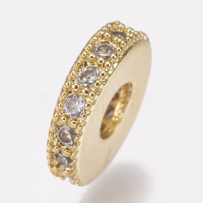 Brass Micro Pave Cubic Zirconia Bead Spacers X-ZIRC-K074-11A-01G-1