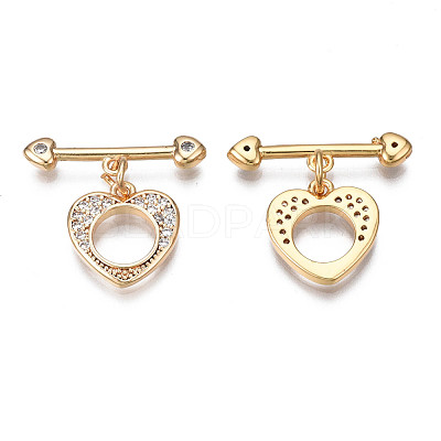Brass Micro Pave Clear Cubic Zirconia Toggle Clasps KK-Q278-005-NF-1