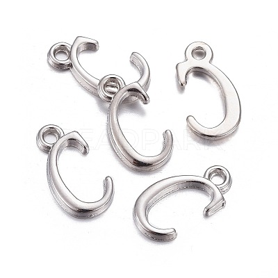 Platinum Plated Alloy Letter Pendants PALLOY-J718-01P-C-1