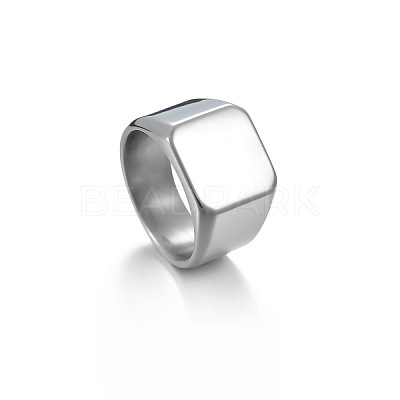 Square 304 Stainless Steel Finger Rings WGB1DFB-18-1
