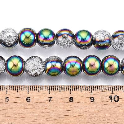 Electroplated Crackle Glass Beads Strands EGLA-N014-10mm-06-1