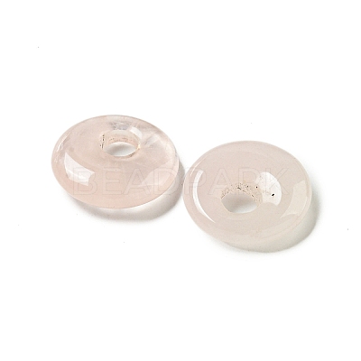 Natural Rose Quartz Donut/Pi Disc Charms G-G142-02G-1