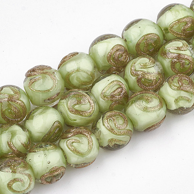 Handmade Gold Sand Lampwork Beads LAMP-T006-06J-1