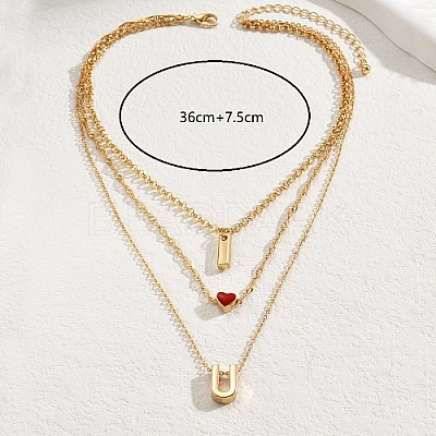 Iron Cable Chains 3 Layer Necklaces AX4550-1
