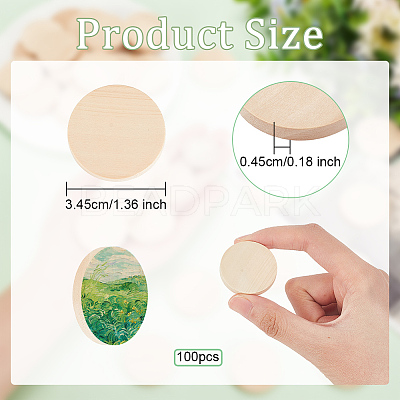 Flat Round Wooden Cabochons WOOD-WH0024-111-1