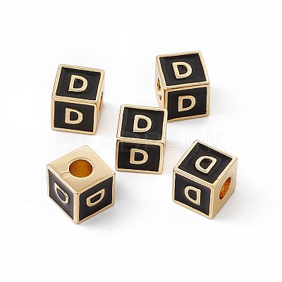 Rack Plating Brass Enamel Beads KK-B060-04G-01D-1