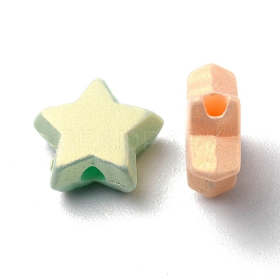 Spray Painted Frosted Opaque Acrylic Beads ACRP-YW0001-07-1
