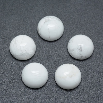Natural Howlite Cabochons X-G-P393-R32-8MM-1
