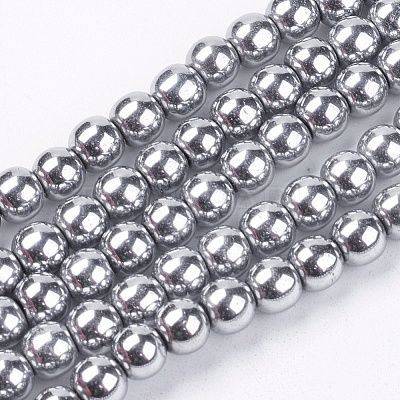 Non-magnetic Synthetic Hematite Beads Strands G-S096-6mm-3-1