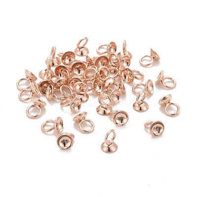201 Stainless Steel Bead Cap Pendant Bails STAS-L244-27B-RG-1
