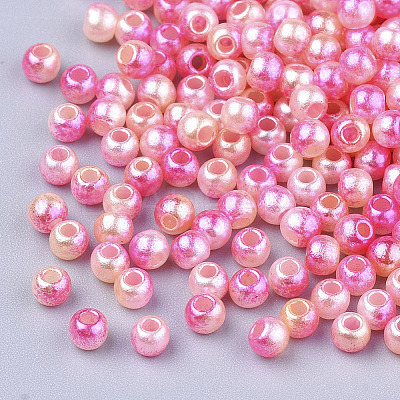 Rainbow ABS Plastic Imitation Pearl Beads X1-OACR-Q174-6mm-04-1