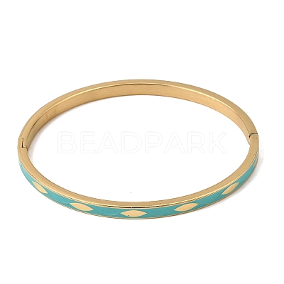 304 Stainless Steel Enamel Hinged Cuff Bangles for Women SA-CBAC920-15G-01D-1