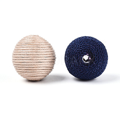 Handmade Waxed Cord Covered Beads M-CR001Y-1