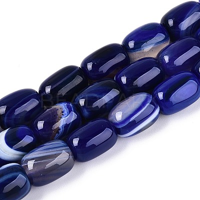 Dyed Natural Banded Agate Beads Strands G-T144-44C-1