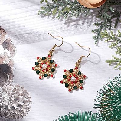 Christmas Alloy Rhinestone Dangle Earrings EJEW-JE06121-01-1