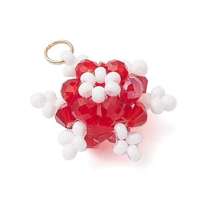 Glass Seed Beaded Snowflake Pendants PALLOY-MZ00815-06-1