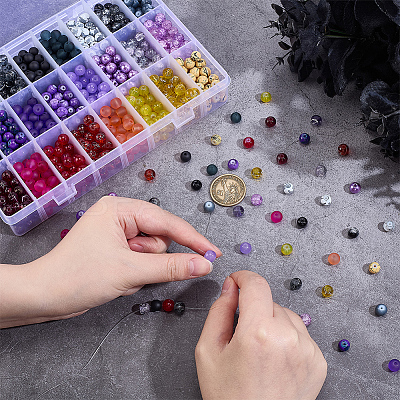 1080Pcs 24 Styles Mixed Glass Beads GLAD-PH0001-10-1