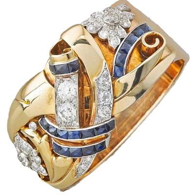 Flower Brass Micro Pave Clear Cubic Zirconia Finger Rings FS-WGA7D1C-04-1