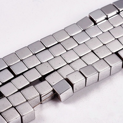 Electroplate Non-magnetic Synthetic Hematite Beads Strands G-J170A-4x4mm-01-1