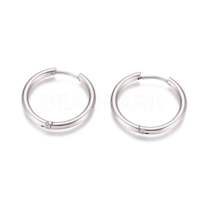 Tarnish Resistant 304 Stainless Steel Huggie Hoop Earrings EJEW-G272-01-20mm-P-1