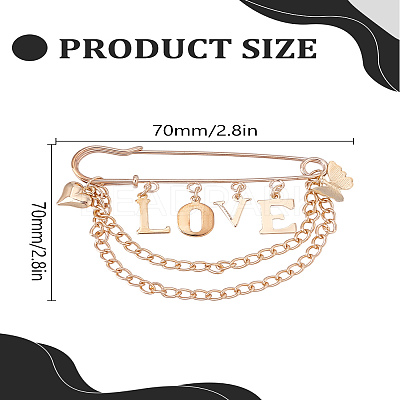 1Pc Alloy Hanging Chain Brooches JEWB-LP0004-23-1