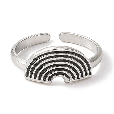 304 Stainless Steel Enamel Open Cuff Rings for Women RJEW-F166-51P-01-1