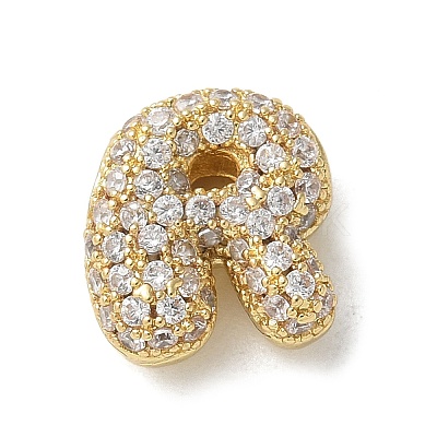 Brass Micro Pave Cubic Zirconia Beads KK-P290-61G-R-1