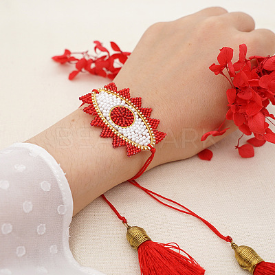 Bohemian Glass Seed Beaded Braided Bead Men NH0073-1-1