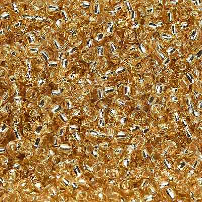 Pale Goldenrod 11/0 Grade A Round Transparent Glass Seed Beads X-SEED-Q007-F33-1