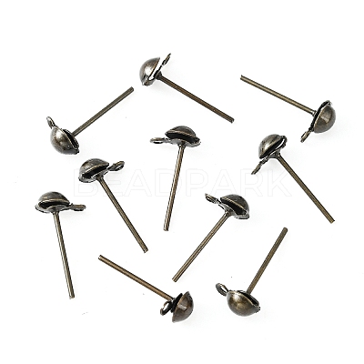 Iron Stud Earring Findings IFIN-F136-4mm-08AB-1