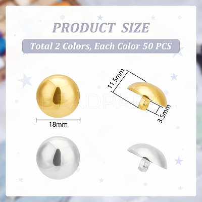 100Pcs 2 Colors 1-Hole Plating Acrylic Shank Buttons FIND-UN0016-03-1