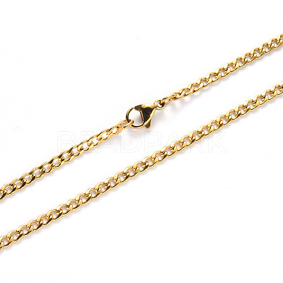Men's PVD Vacuum Plating 304 Stainless Steel Cuban Link Chain Necklace NJEW-S420-002G-1