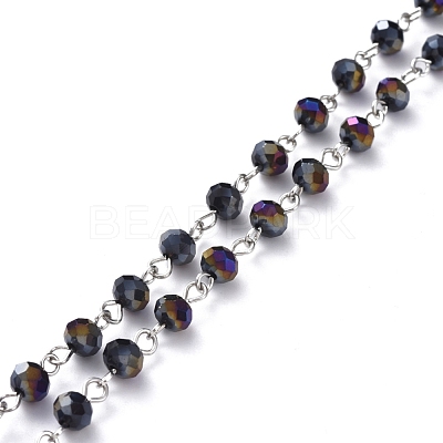 Handmade Electroplate Glass Beaded Chains AJEW-JB00528-1