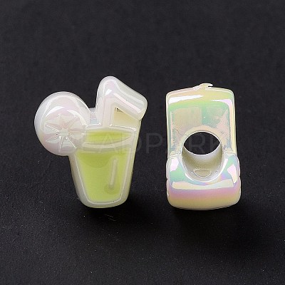 UV Plating Rainbow Iridescent Acrylic European Beads SACR-E009-25-1