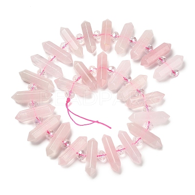 Natural Rose Quartz Double Terminated Point Beads Strands G-H069-B17-01-1