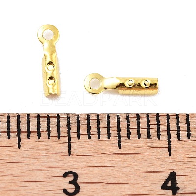 Rack Plating Brass Folding Crimp Ends X-KK-P274-03G-1