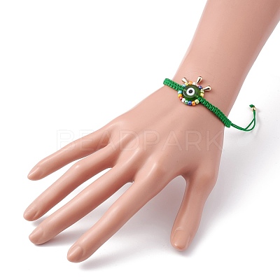 Big Evil Eye Braided Bead Bracelet BJEW-JB07109-03-1