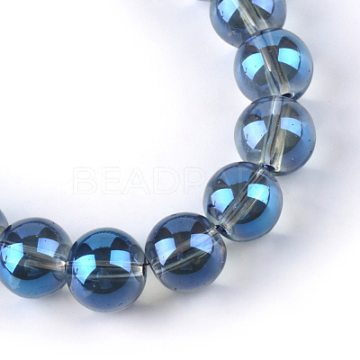 Electroplate Glass Beads Strands EGLA-Q062-8mm-A14-1